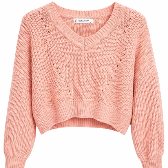 Jon & Anna Blush Pink Cropped Knit Sweater - Picture 2 of 6